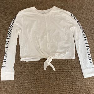 White Hollister partially cropped long sleeve